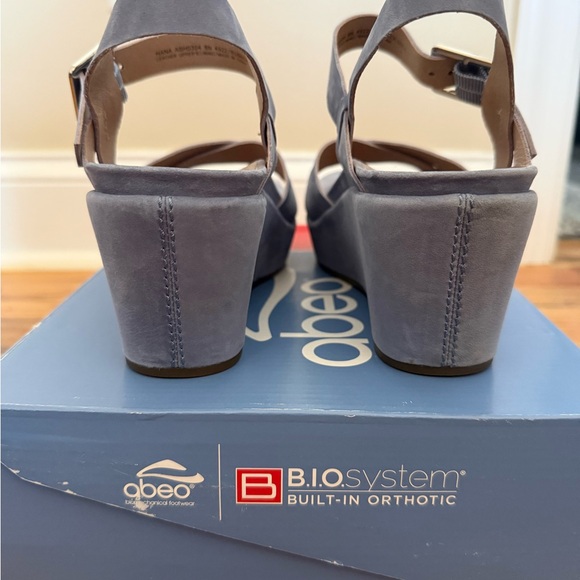 Abeo Light Blue Hana Wedge Sandals Suede - Picture 4 of 13